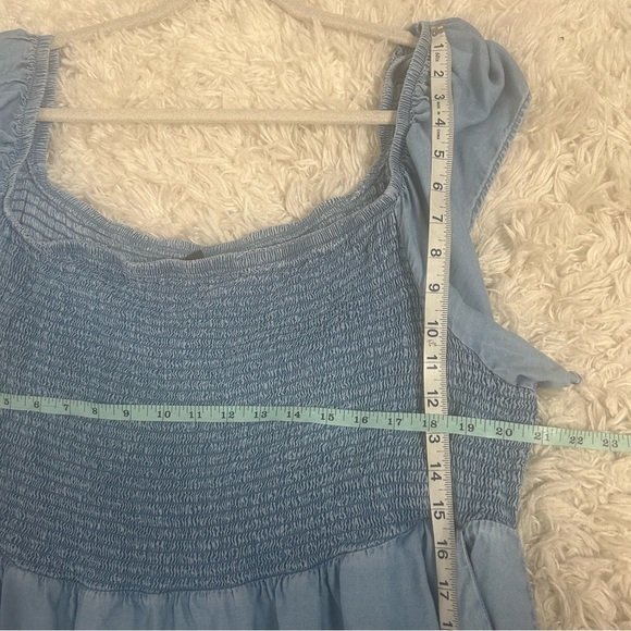 Torrid Blue Chambray Off-Shoulder Smocked Skater Dress - Picture 11 of 12